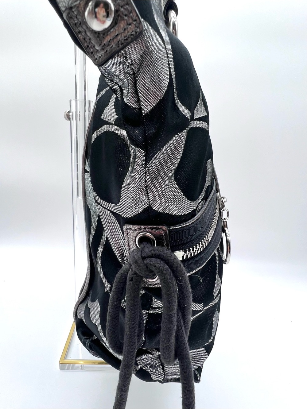 Coach Poppy Glam Tote 2009 Signature Black Silver w/original Hangtags MSRP $358 - Picture 6 of 16